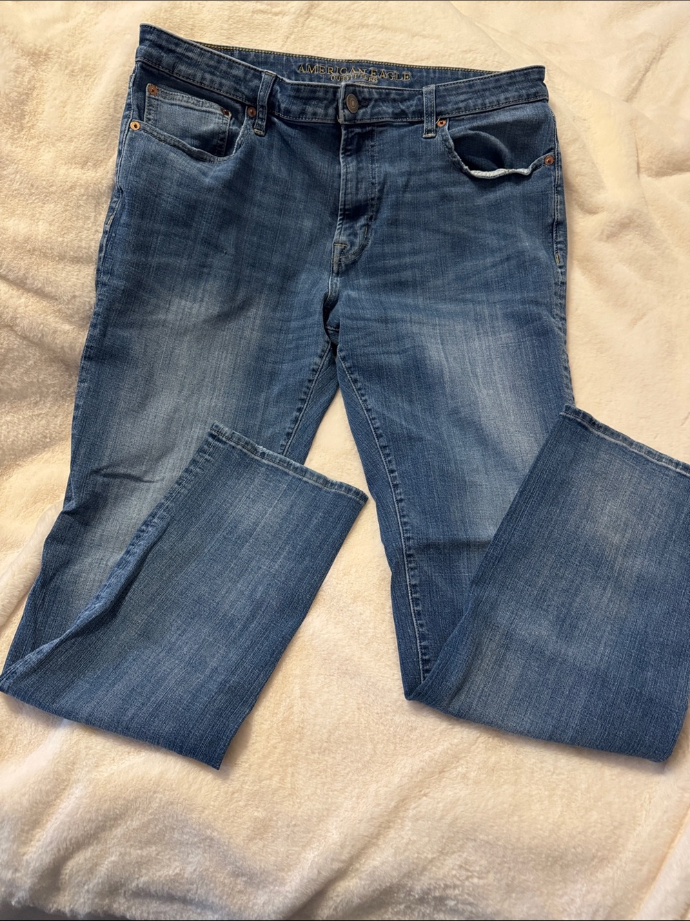 American Eagle Men's 36x34 Blue Denim Jeans - Slim Straight Fit